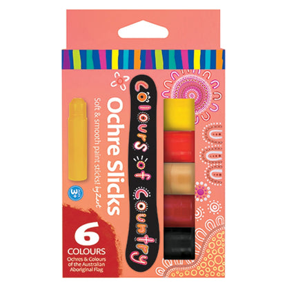 Zart Colours of Country Australia Aboriginal Slicks Set of 6 Ochre Paint Sticks for 3yrs+