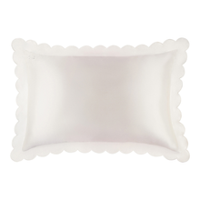 Pure Silk Queen Size Pillowcase with Scalloped Edge - White