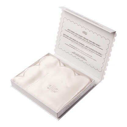 Pure Silk Queen Size Pillowcase with Scalloped Edge - White